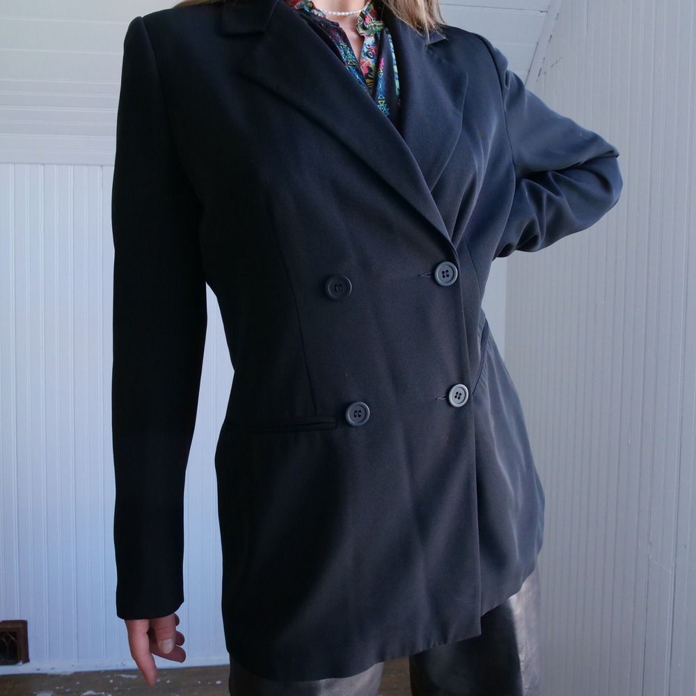 90s Maison Christine black double breasted‎ longline blazer - Picture 2 of 8